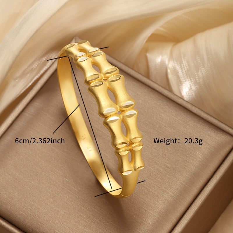 Copper alloy bamboo bracelet with white ring for women