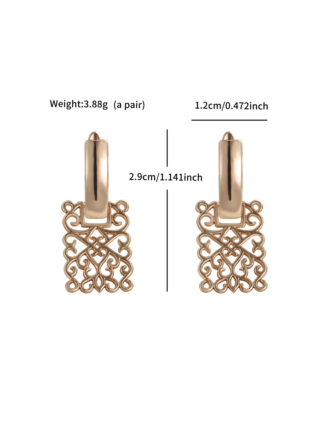 Copper zinc alloy simple and niche personality hollow square earrings