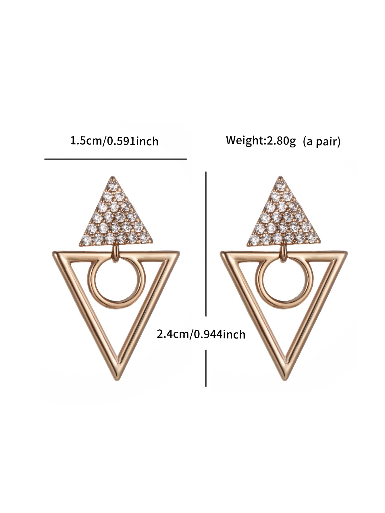 Copper zinc alloy fashionable and elegant women's triangular earrings