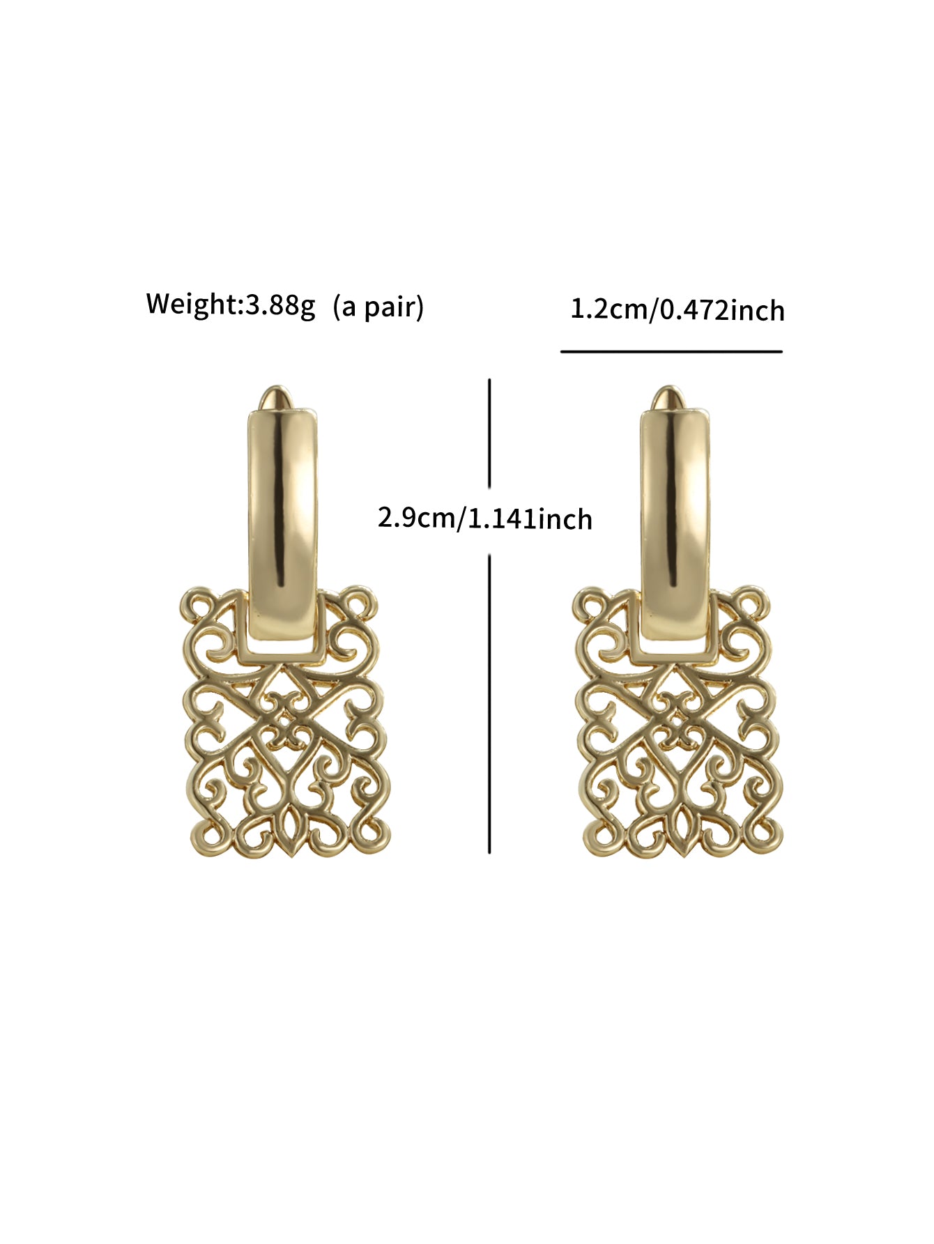 Copper zinc alloy simple and niche personality hollow square earrings