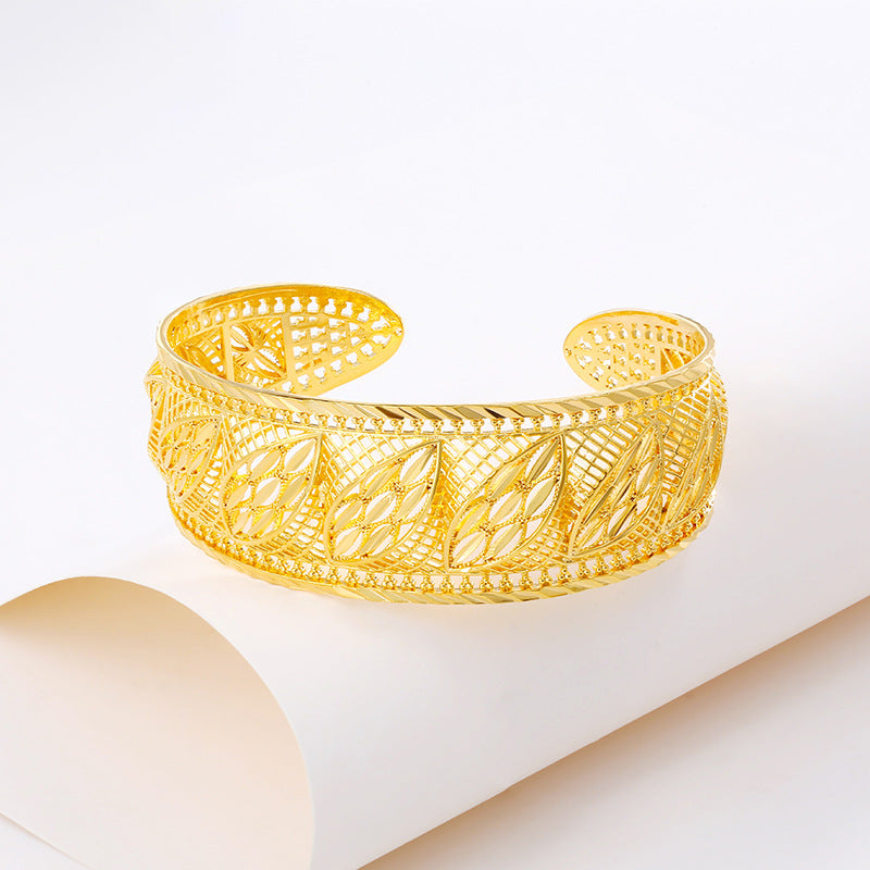 Alloy Gold Plated 24K Gold Open Vintage Bracelet