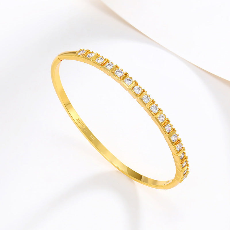 Alloy studded diamond gold wristband