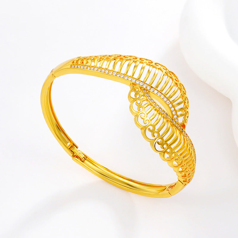 24K gold alloy feather bracelet plated