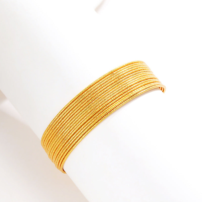 Brass gold-plated woven open bracelet