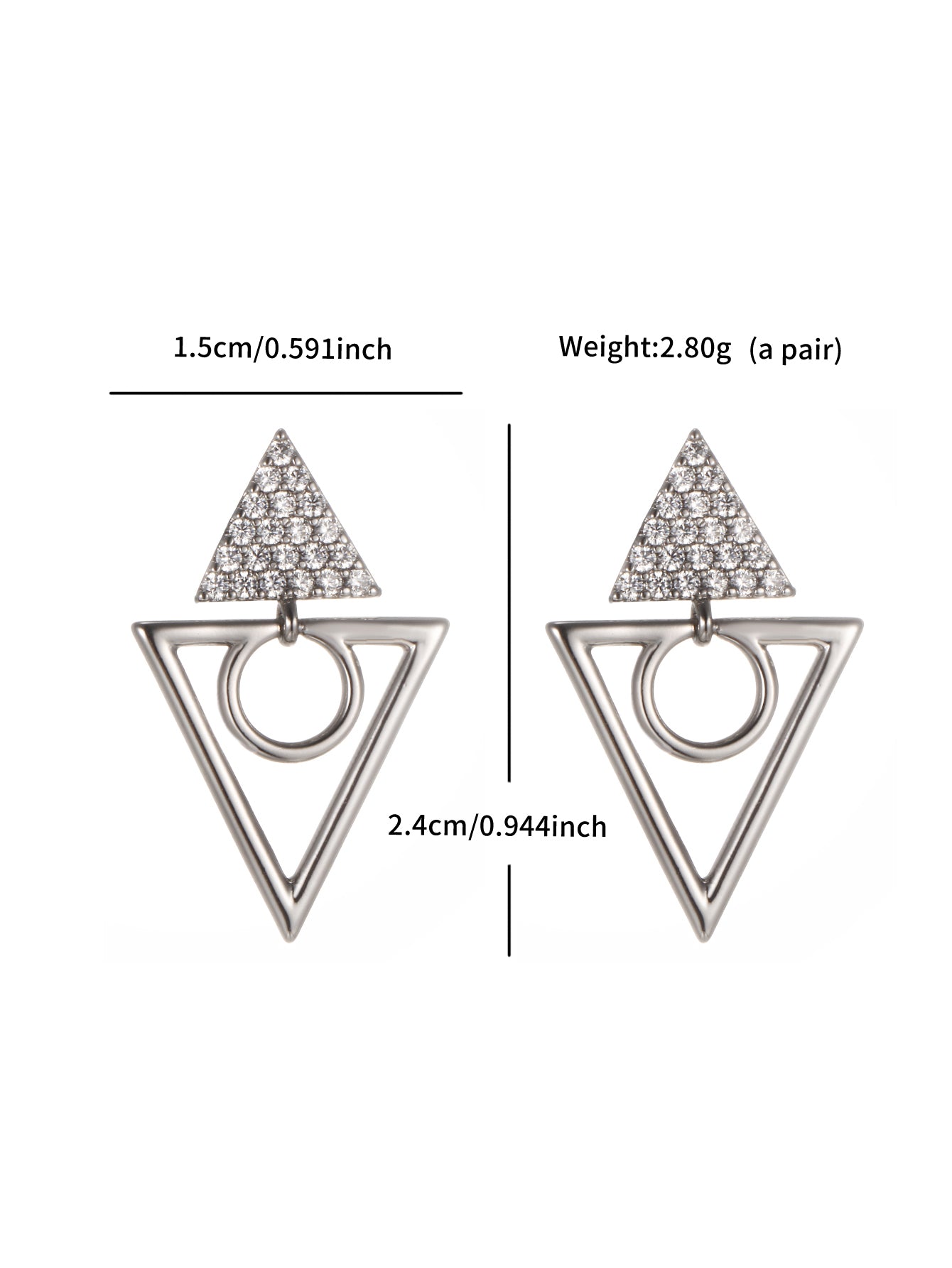 Copper zinc alloy fashionable and elegant women's triangular earrings