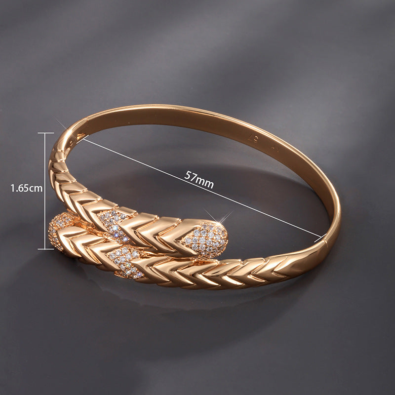 Plated with 18K gold alloy micro inlaid bracelet