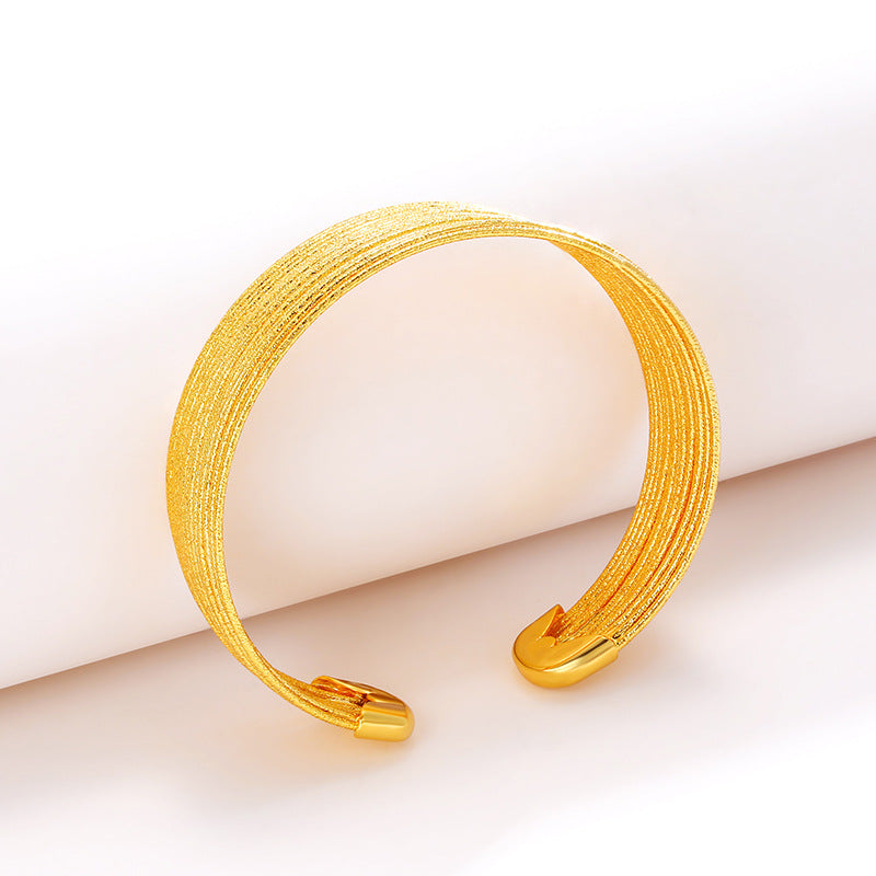 Brass gold-plated woven open bracelet