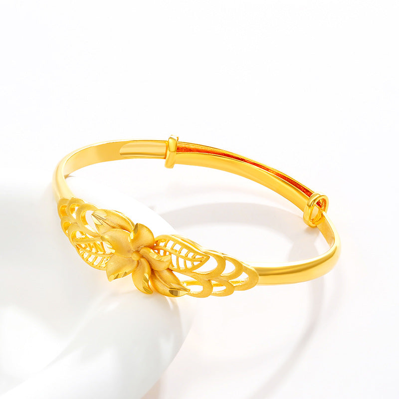 Golden matte frosted hollow flower bracelet