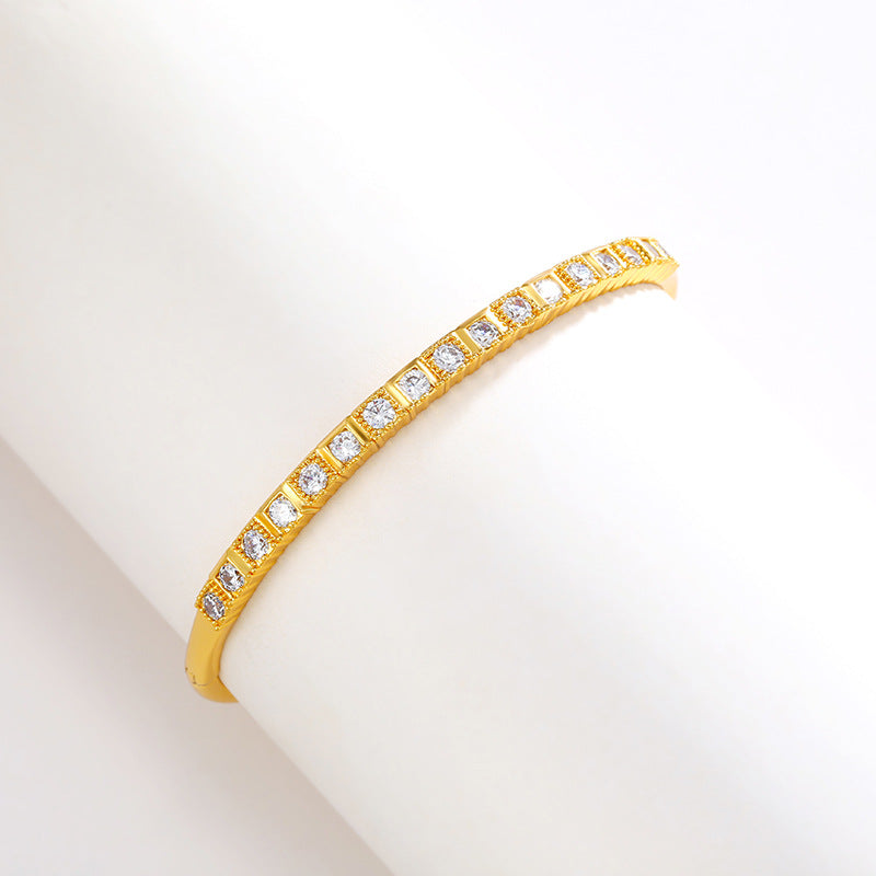 Alloy studded diamond gold wristband