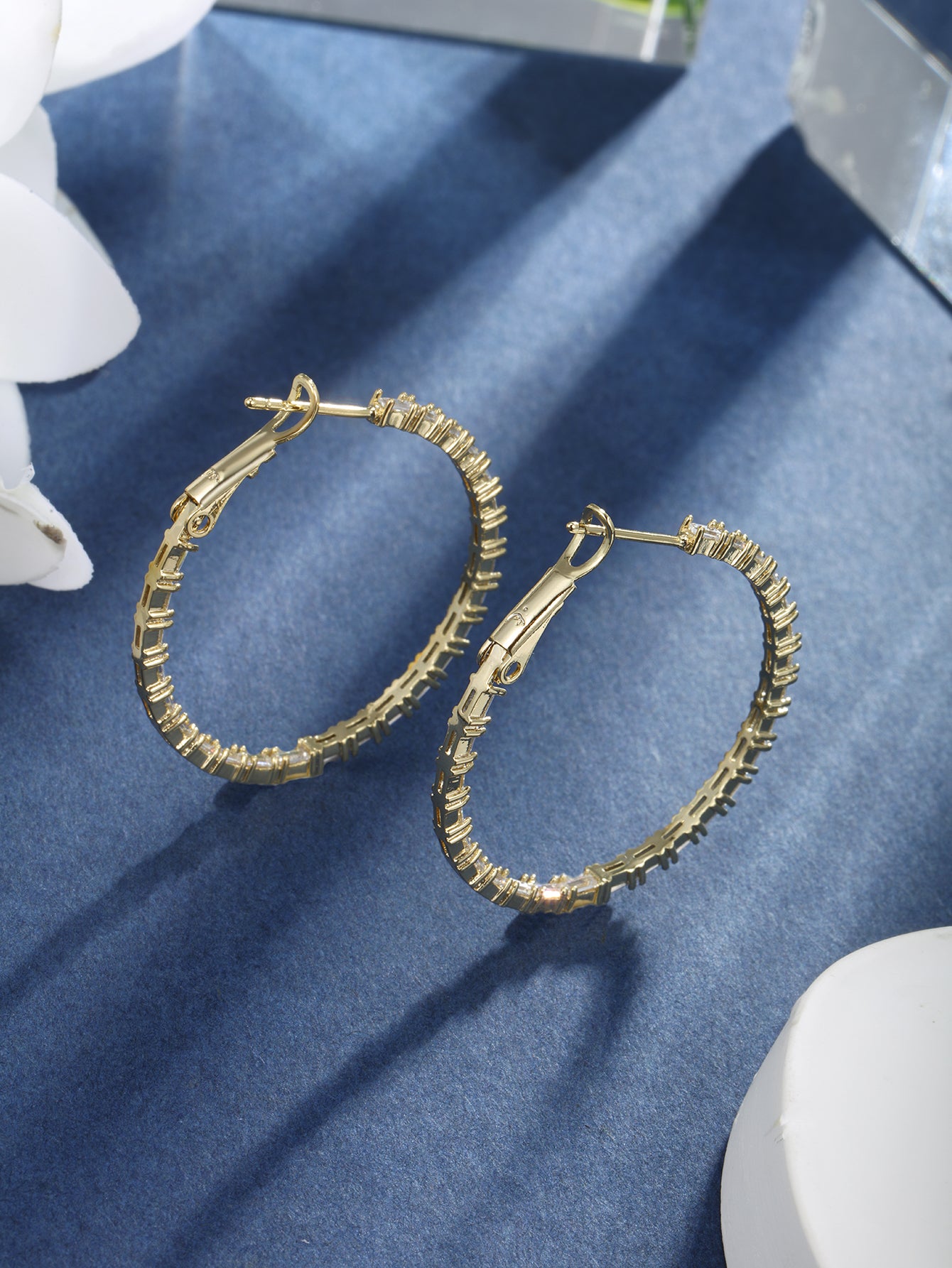 Inlaid copper zinc alloy luxury circle earrings