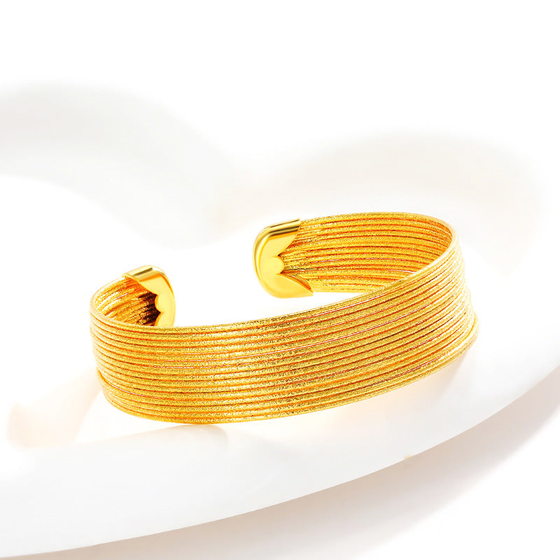 Brass gold-plated woven open bracelet