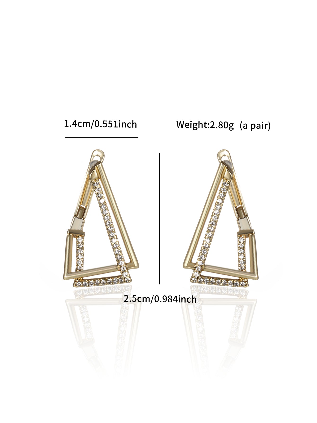 Fashionable, minimalist, and personalized 14K gold plated earrings with irregular triangular ear loops