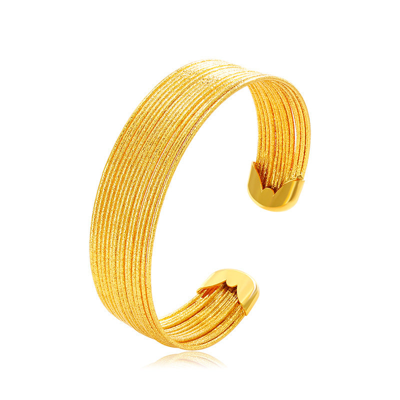 Brass gold-plated woven open bracelet