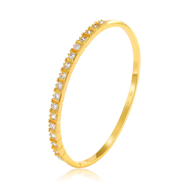 Alloy studded diamond gold wristband