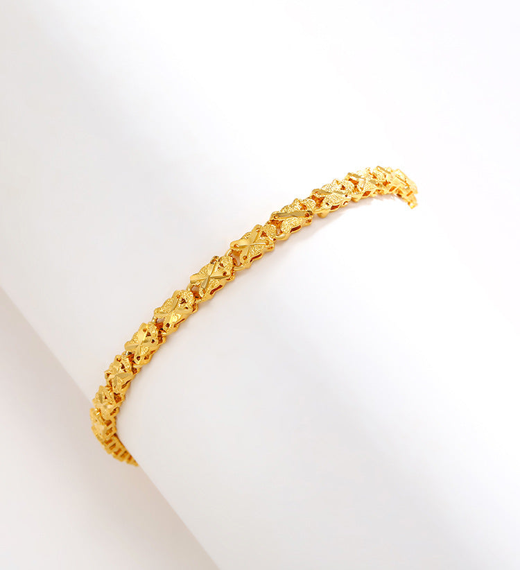 Alloy Gold Plated Sparkling Sand Car Flower Bracele