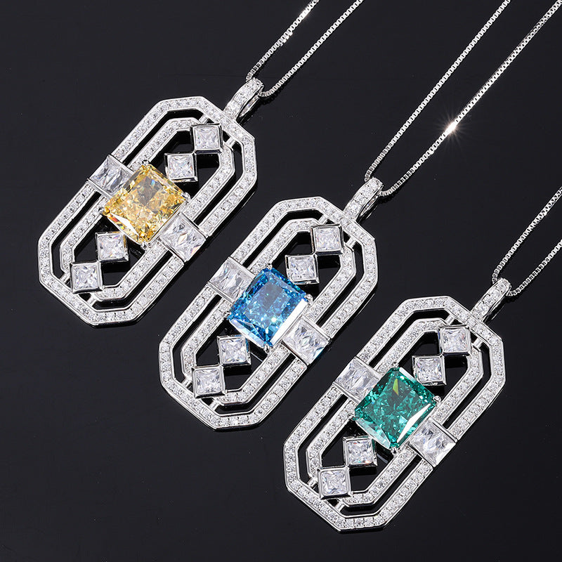 S925 Full body Silver High Carbon Diamond Redion Cut Pendant Necklace