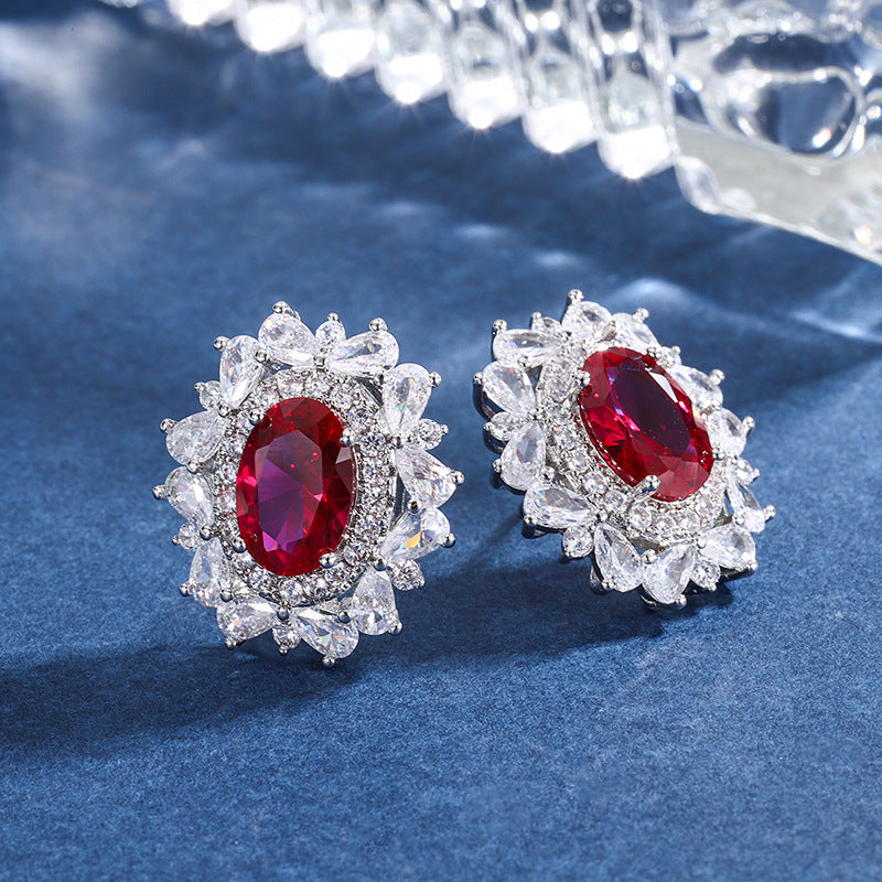 Retro style simulated red garnet jewelry set