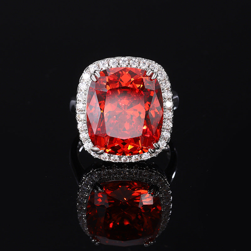 Copper base gold-plated imitation orange ruby set